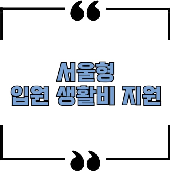 서울형 입원 생활비