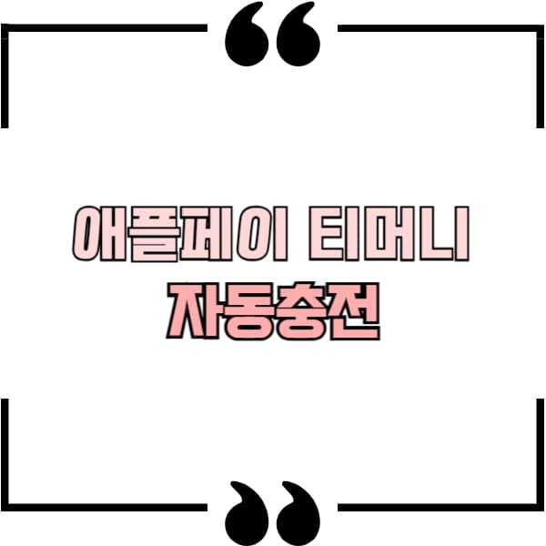 애플페이 티머니 자동충전