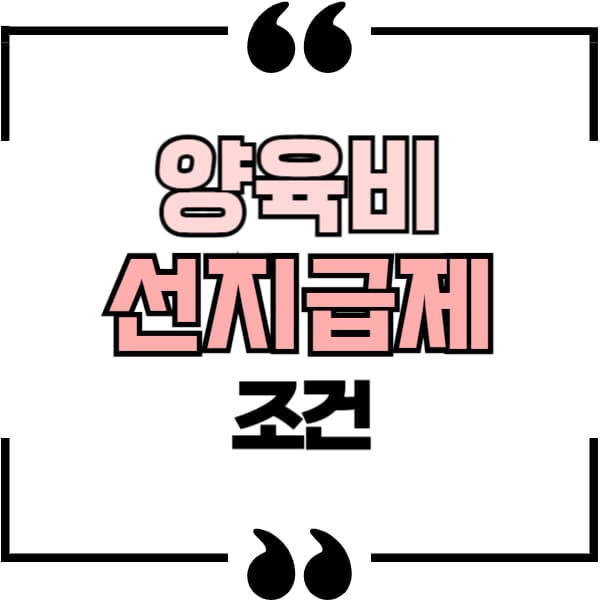 양육비 선지급제 조건