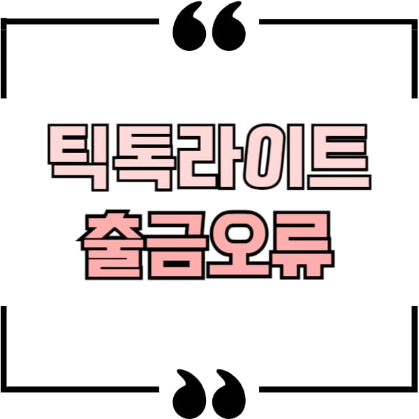 틱톡라이트 출금 오류